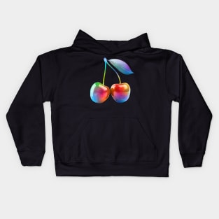 Shiny Neon Rainbow Cherries Kids Hoodie